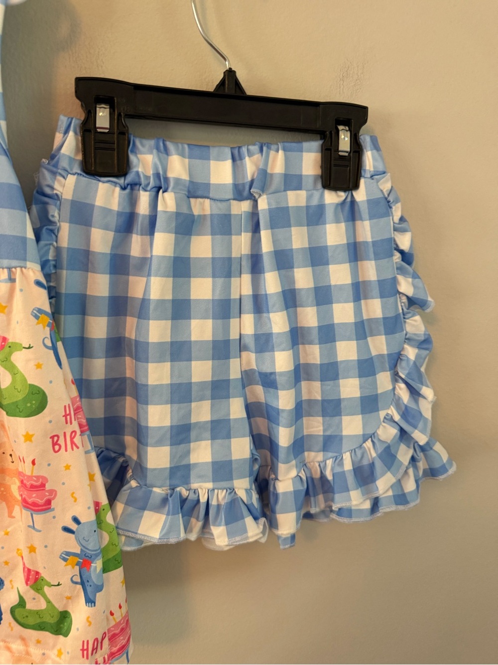 Marie Nicole Blue Gingham Birthday Dress & Ruffle Shorts Set - Picture 6 of 6